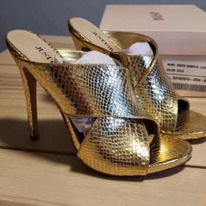 Just Fab Gold Heels Dress Sandals